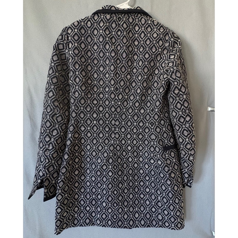 Carlisle Black Cream Geometric Diamond Jacquard Knit Coat Jacket Sz 4 - Picture 3 of 8